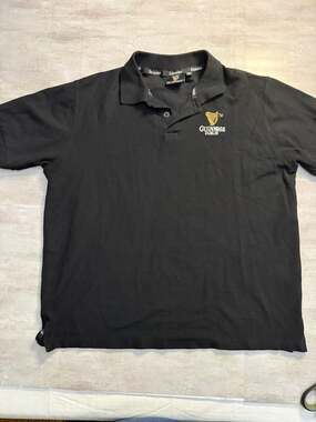 Guinness Dublin Official Merchandise Men's Black Relaxed Fit Polo Shirt